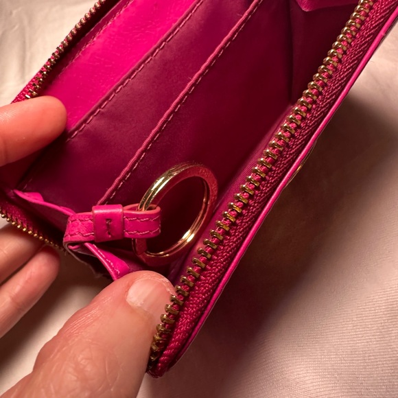 Tory Burch Zip Pink Wallet Keychain with Gold Accent - Picture 6 of 16